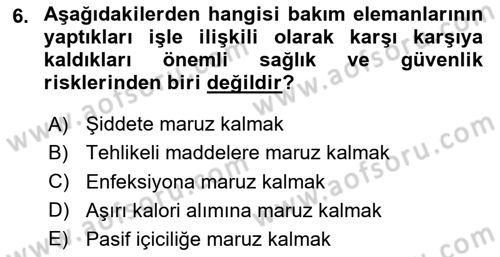 Bakım Elemanı Yetiştirme Ve Geliştirme 1 Dersi 2023 - 2024 Yılı Yaz Okulu Sınav Soruları 6. Soru