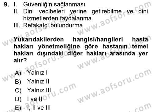 Bakım Elemanı Yetiştirme Ve Geliştirme 1 Dersi 2024 - 2025 Yılı (Vize) Ara Sınav Soruları 9. Soru