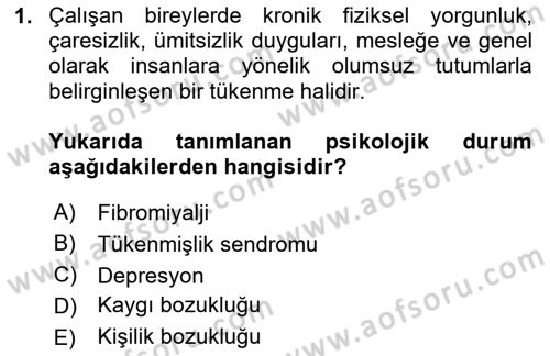 Bakım Elemanı Yetiştirme Ve Geliştirme 1 Dersi 2024 - 2025 Yılı (Final) Dönem Sonu Sınav Soruları 1. Soru