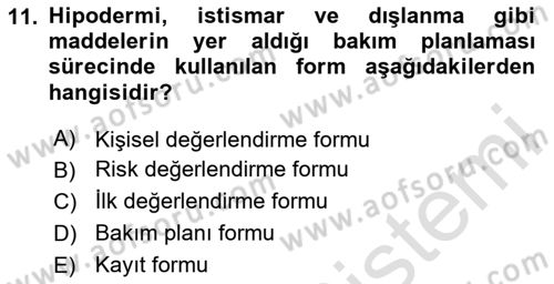 Bakım Elemanı Yetiştirme Ve Geliştirme 1 Dersi 2024 - 2025 Yılı (Final) Dönem Sonu Sınav Soruları 11. Soru