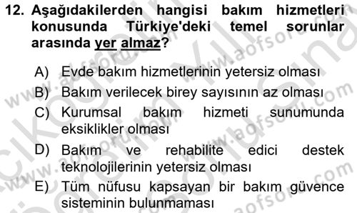 Bakım Elemanı Yetiştirme Ve Geliştirme 1 Dersi 2024 - 2025 Yılı (Final) Dönem Sonu Sınav Soruları 12. Soru
