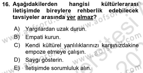 Bakım Elemanı Yetiştirme Ve Geliştirme 1 Dersi 2024 - 2025 Yılı (Final) Dönem Sonu Sınav Soruları 16. Soru