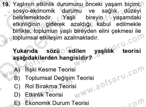 Bakım Elemanı Yetiştirme Ve Geliştirme 1 Dersi 2024 - 2025 Yılı (Final) Dönem Sonu Sınav Soruları 19. Soru