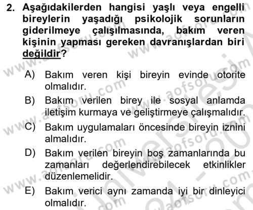 Bakım Elemanı Yetiştirme Ve Geliştirme 1 Dersi 2024 - 2025 Yılı (Final) Dönem Sonu Sınav Soruları 2. Soru