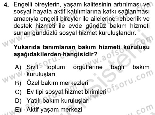 Bakım Elemanı Yetiştirme Ve Geliştirme 1 Dersi 2024 - 2025 Yılı (Final) Dönem Sonu Sınav Soruları 4. Soru