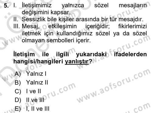 Bakım Elemanı Yetiştirme Ve Geliştirme 1 Dersi 2024 - 2025 Yılı (Final) Dönem Sonu Sınav Soruları 5. Soru