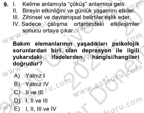 Bakım Elemanı Yetiştirme Ve Geliştirme 1 Dersi 2024 - 2025 Yılı (Final) Dönem Sonu Sınav Soruları 9. Soru