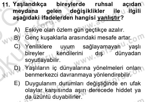 Bakım Elemanı Yetiştirme Ve Geliştirme 1 Dersi 2024 - 2025 Yılı Yaz Okulu Sınav Soruları 11. Soru