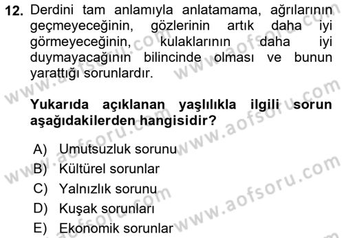 Bakım Elemanı Yetiştirme Ve Geliştirme 1 Dersi 2024 - 2025 Yılı Yaz Okulu Sınav Soruları 12. Soru