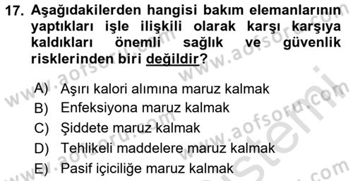 Bakım Elemanı Yetiştirme Ve Geliştirme 1 Dersi 2024 - 2025 Yılı Yaz Okulu Sınav Soruları 17. Soru