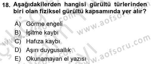 Bakım Elemanı Yetiştirme Ve Geliştirme 1 Dersi 2024 - 2025 Yılı Yaz Okulu Sınav Soruları 18. Soru