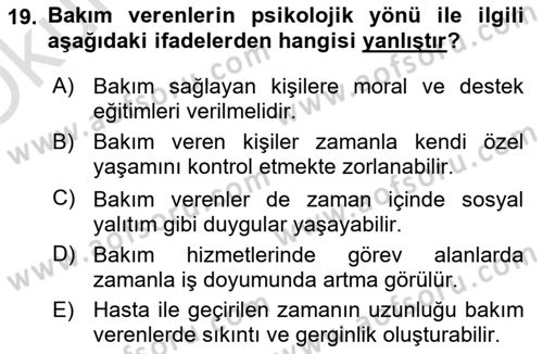 Bakım Elemanı Yetiştirme Ve Geliştirme 1 Dersi 2024 - 2025 Yılı Yaz Okulu Sınav Soruları 19. Soru