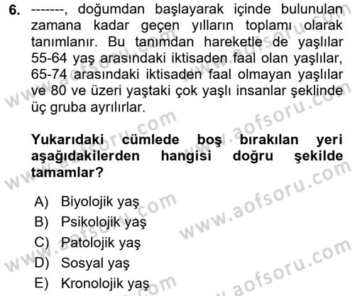 Bakım Elemanı Yetiştirme Ve Geliştirme 1 Dersi 2024 - 2025 Yılı Yaz Okulu Sınav Soruları 6. Soru