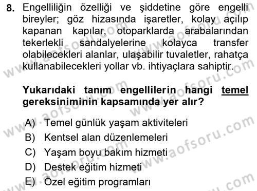 Bakım Elemanı Yetiştirme Ve Geliştirme 1 Dersi 2025 - 2026 Yılı (Vize) Ara Sınav Soruları 8. Soru