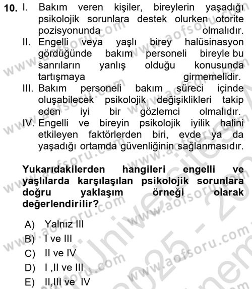 Bakım Elemanı Yetiştirme Ve Geliştirme 1 Dersi 2025 - 2026 Yılı (Final) Dönem Sonu Sınav Soruları 10. Soru