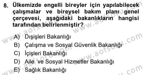 Bakım Elemanı Yetiştirme Ve Geliştirme 1 Dersi 2025 - 2026 Yılı (Final) Dönem Sonu Sınav Soruları 8. Soru