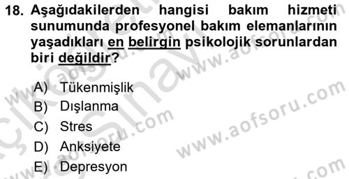 Bakım Elemanı Yetiştirme Ve Geliştirme Dersi 2018 - 2019 Yılı 3 Ders Sınavı 18. Soru