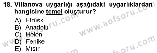 Akdeniz Uygarlıkları Sanatı Dersi 2012 - 2013 Yılı (Vize) Ara Sınavı 18. Soru