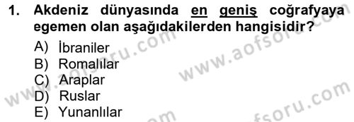 Akdeniz Uygarlıkları Sanatı Dersi 2012 - 2013 Yılı (Final) Dönem Sonu Sınav Soruları 1. Soru