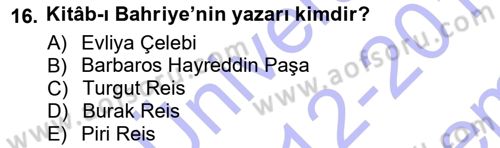 Akdeniz Uygarlıkları Sanatı Dersi 2012 - 2013 Yılı (Final) Dönem Sonu Sınav Soruları 16. Soru