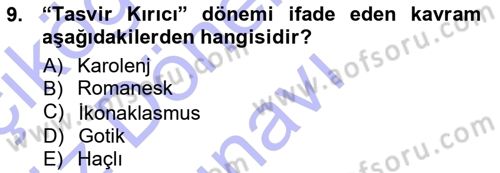 Akdeniz Uygarlıkları Sanatı Dersi 2012 - 2013 Yılı (Final) Dönem Sonu Sınav Soruları 9. Soru