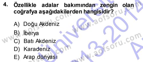 Akdeniz Uygarlıkları Sanatı Dersi Ara Sınavı Deneme Sınav Soruları 4. Soru