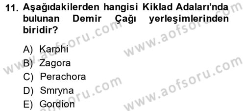 Akdeniz Uygarlıkları Sanatı Dersi 2014 - 2015 Yılı (Vize) Ara Sınav Soruları 11. Soru