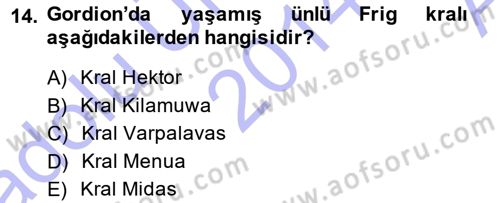 Akdeniz Uygarlıkları Sanatı Dersi Ara Sınavı Deneme Sınav Soruları 14. Soru