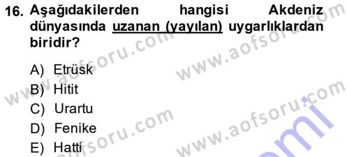 Akdeniz Uygarlıkları Sanatı Dersi 2014 - 2015 Yılı (Vize) Ara Sınav Soruları 16. Soru