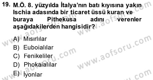 Akdeniz Uygarlıkları Sanatı Dersi Ara Sınavı Deneme Sınav Soruları 19. Soru