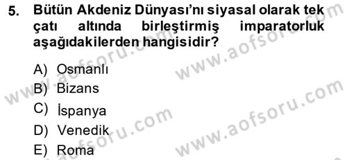 Akdeniz Uygarlıkları Sanatı Dersi Ara Sınavı Deneme Sınav Soruları 5. Soru