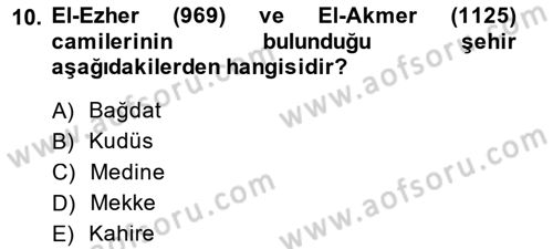 Akdeniz Uygarlıkları Sanatı Dersi 2014 - 2015 Yılı (Final) Dönem Sonu Sınav Soruları 10. Soru