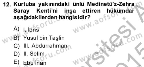 Akdeniz Uygarlıkları Sanatı Dersi 2014 - 2015 Yılı (Final) Dönem Sonu Sınav Soruları 12. Soru