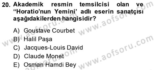 Akdeniz Uygarlıkları Sanatı Dersi 2014 - 2015 Yılı (Final) Dönem Sonu Sınav Soruları 20. Soru