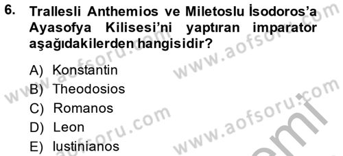 Akdeniz Uygarlıkları Sanatı Dersi 2014 - 2015 Yılı (Final) Dönem Sonu Sınav Soruları 6. Soru