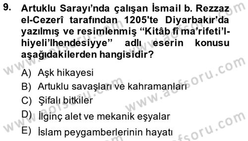 Akdeniz Uygarlıkları Sanatı Dersi 2014 - 2015 Yılı (Final) Dönem Sonu Sınav Soruları 9. Soru