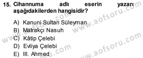 Akdeniz Uygarlıkları Sanatı Dersi 2014 - 2015 Yılı Tek Ders Sınavı 15. Soru