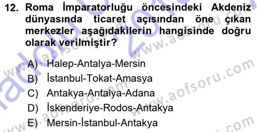 Akdeniz Uygarlıkları Sanatı Dersi 2015 - 2016 Yılı (Vize) Ara Sınav Soruları 12. Soru