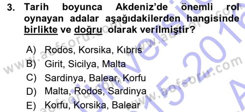 Akdeniz Uygarlıkları Sanatı Dersi Ara Sınavı Deneme Sınav Soruları 3. Soru