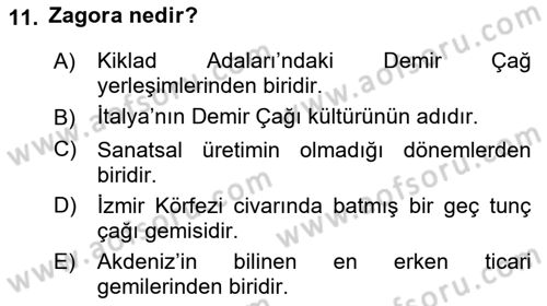 Akdeniz Uygarlıkları Sanatı Dersi 2015 - 2016 Yılı (Final) Dönem Sonu Sınav Soruları 11. Soru