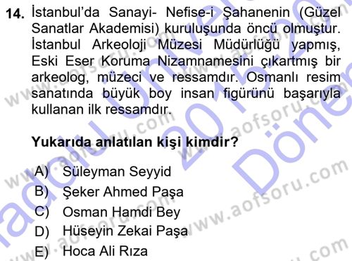 Akdeniz Uygarlıkları Sanatı Dersi 2015 - 2016 Yılı (Final) Dönem Sonu Sınav Soruları 14. Soru