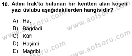 Akdeniz Uygarlıkları Sanatı Dersi 2015 - 2016 Yılı Tek Ders Sınav Soruları 10. Soru