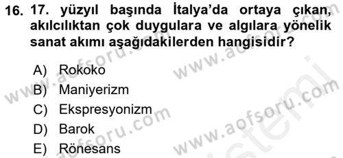 Akdeniz Uygarlıkları Sanatı Dersi 2015 - 2016 Yılı Tek Ders Sınav Soruları 16. Soru