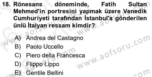 Akdeniz Uygarlıkları Sanatı Dersi 2015 - 2016 Yılı Tek Ders Sınav Soruları 18. Soru
