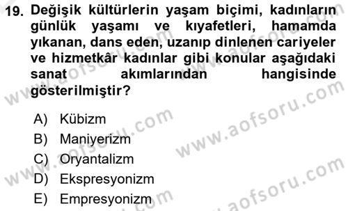 Akdeniz Uygarlıkları Sanatı Dersi 2015 - 2016 Yılı Tek Ders Sınav Soruları 19. Soru