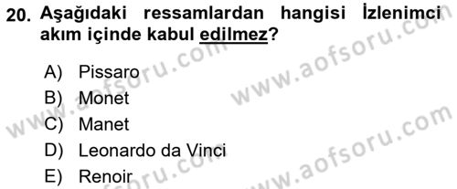 Akdeniz Uygarlıkları Sanatı Dersi 2015 - 2016 Yılı Tek Ders Sınav Soruları 20. Soru