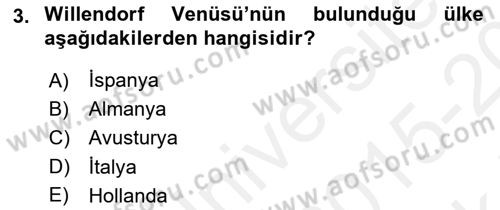 Akdeniz Uygarlıkları Sanatı Dersi 2015 - 2016 Yılı Tek Ders Sınav Soruları 3. Soru