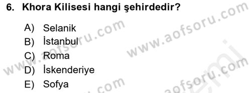 Akdeniz Uygarlıkları Sanatı Dersi 2015 - 2016 Yılı Tek Ders Sınav Soruları 6. Soru