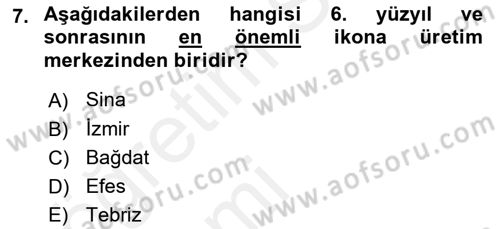 Akdeniz Uygarlıkları Sanatı Dersi 2015 - 2016 Yılı Tek Ders Sınav Soruları 7. Soru