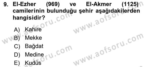Akdeniz Uygarlıkları Sanatı Dersi 2015 - 2016 Yılı Tek Ders Sınav Soruları 9. Soru